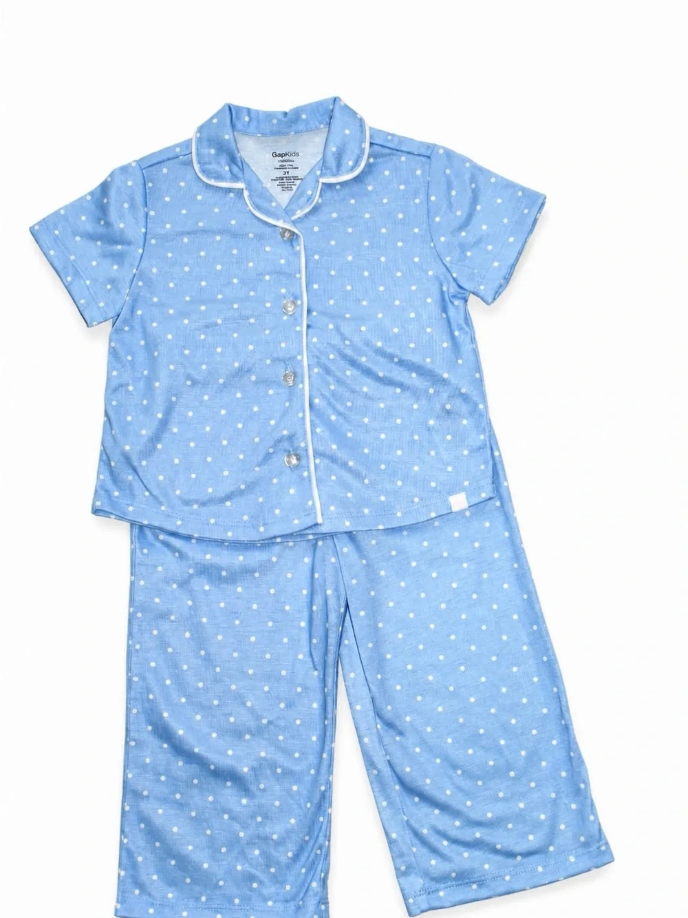 GAP Kids Light Blue White Polka Dot Short-Sleeve Pajama Set - Girls